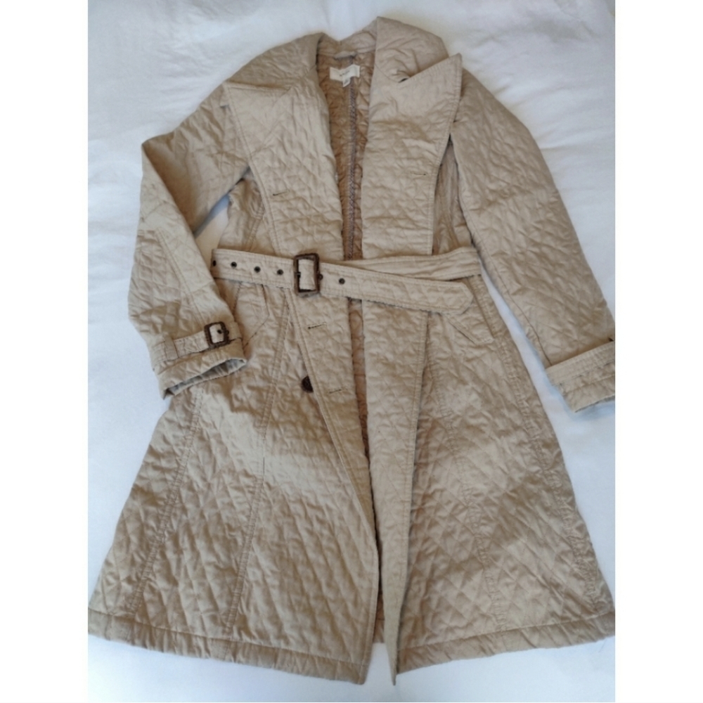 Tan Quilted Trench Coat